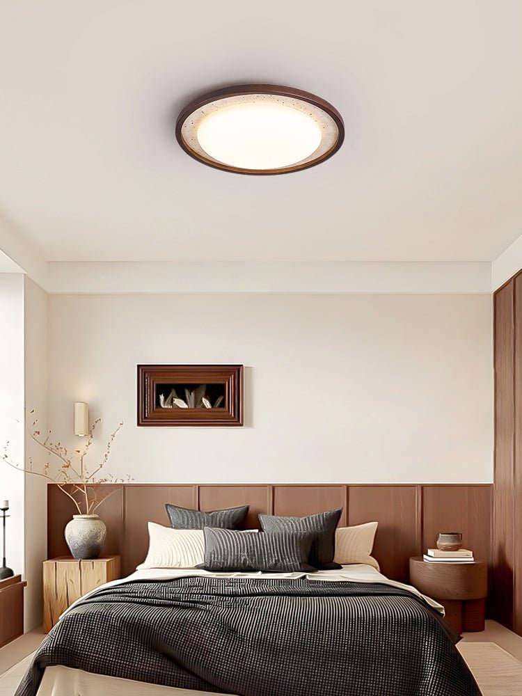 Bexm Round Yellow Travertine Ceiling Light