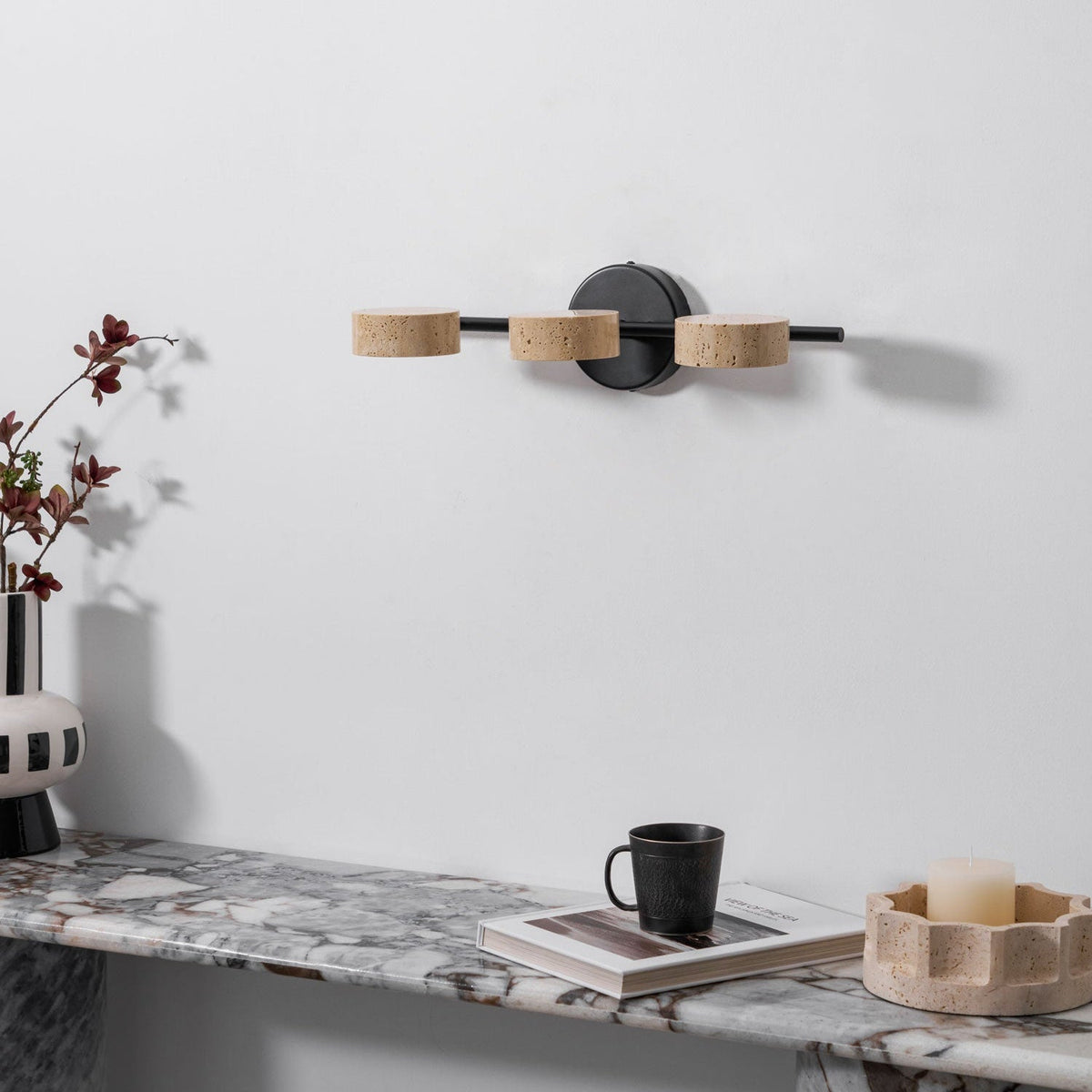 Ceshair Wall Light  Multi Head Travertine Vanity Light