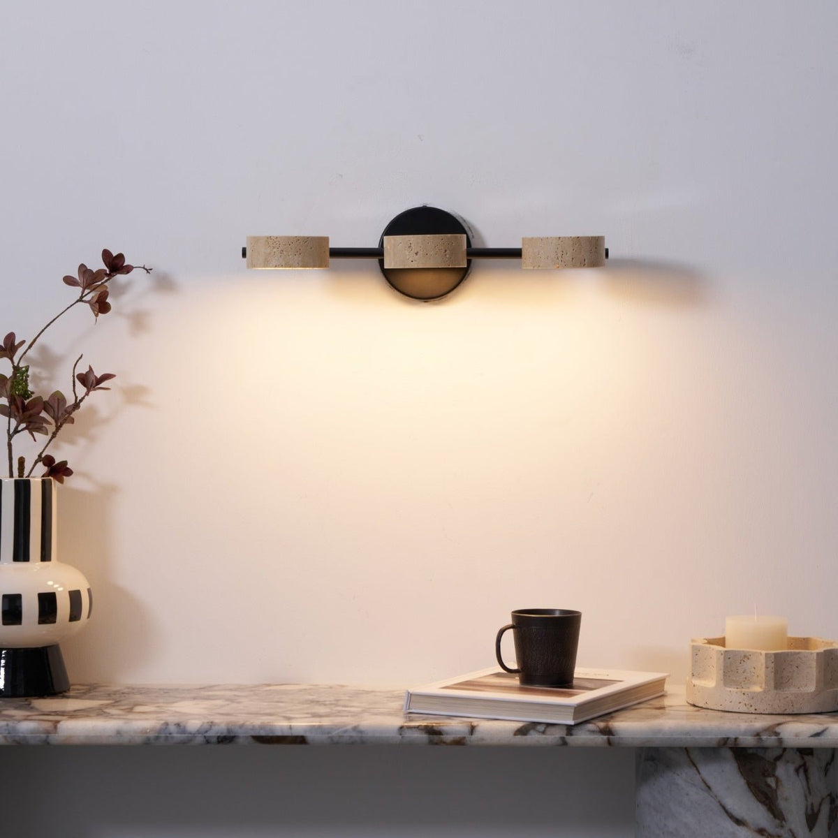 Ceshair Wall Light  Multi Head Travertine Vanity Light