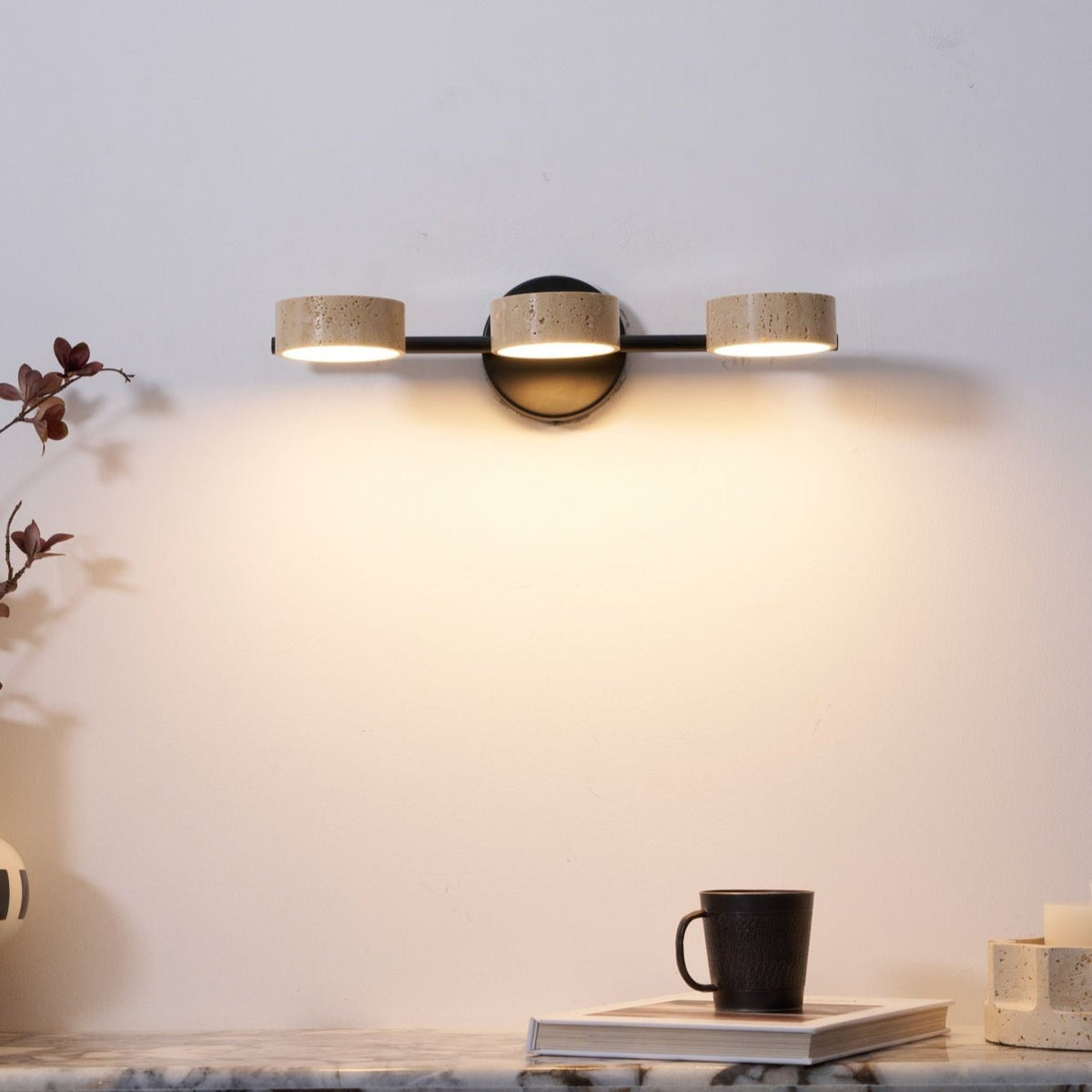 Ceshair Wall Light  Multi Head Travertine Vanity Light