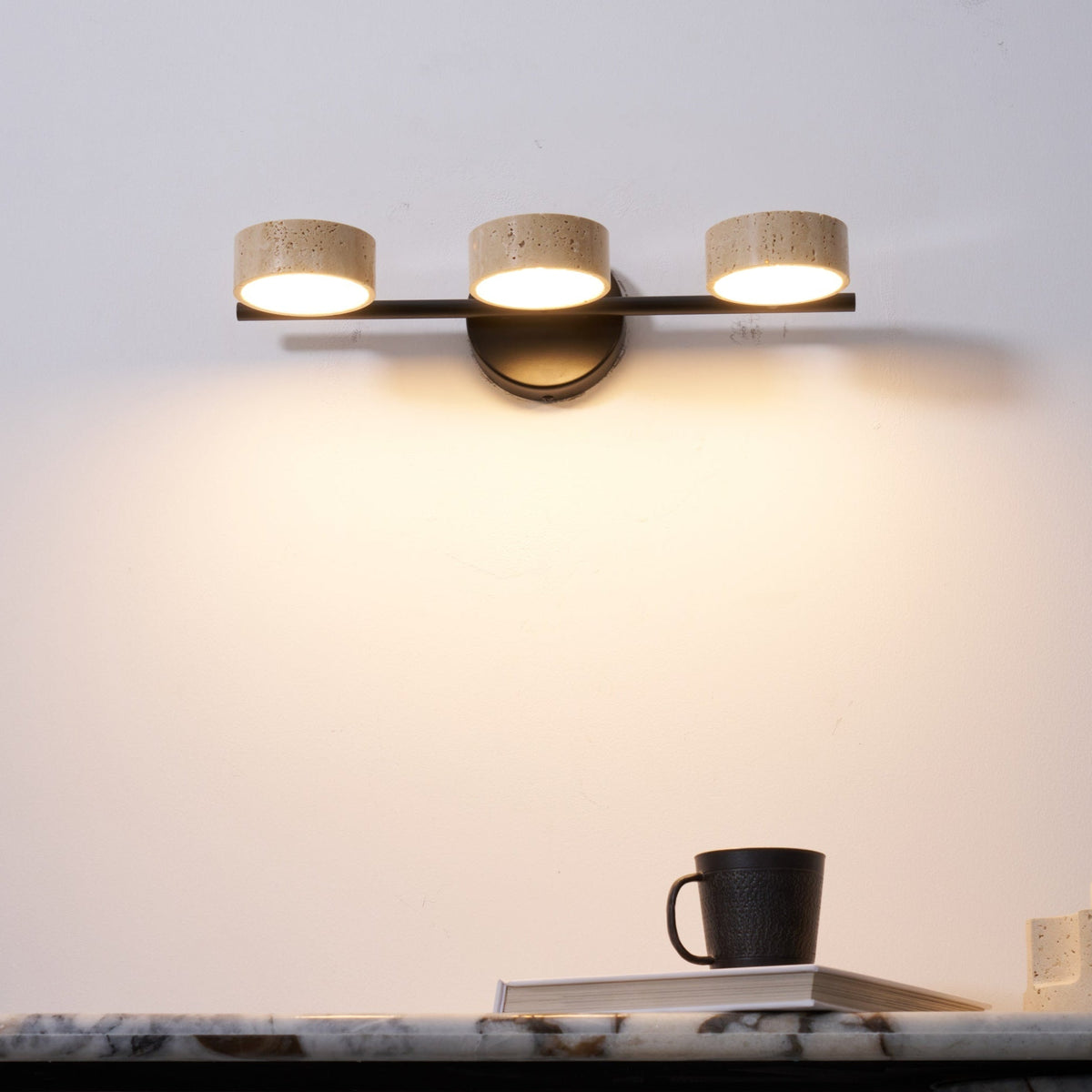 Ceshair Wall Light  Multi Head Travertine Vanity Light