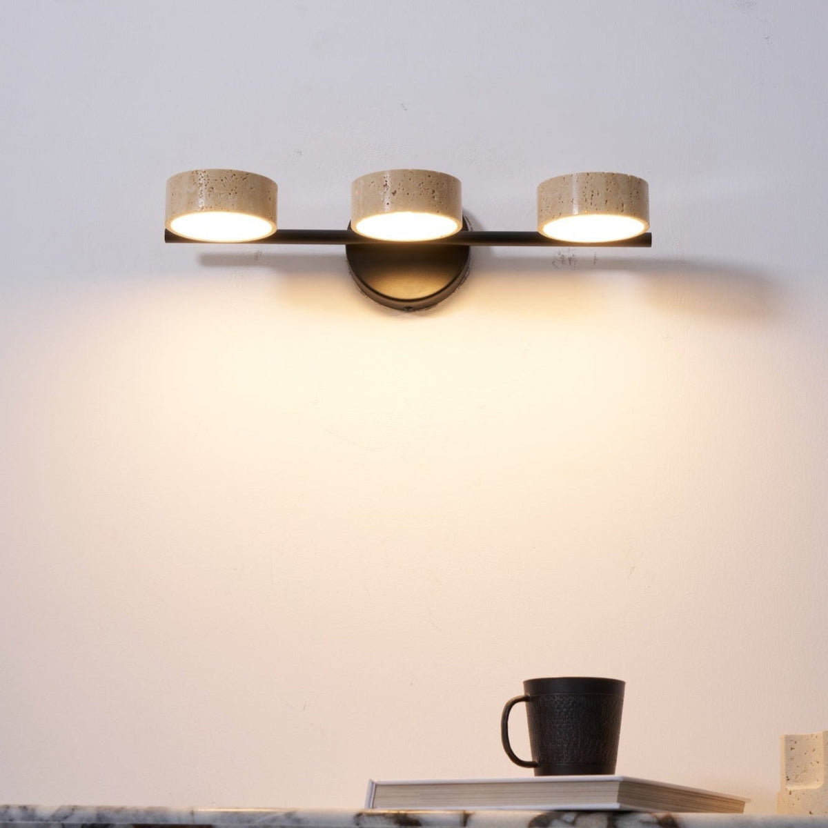 Ceshair Wall Light  Multi Head Travertine Vanity Light