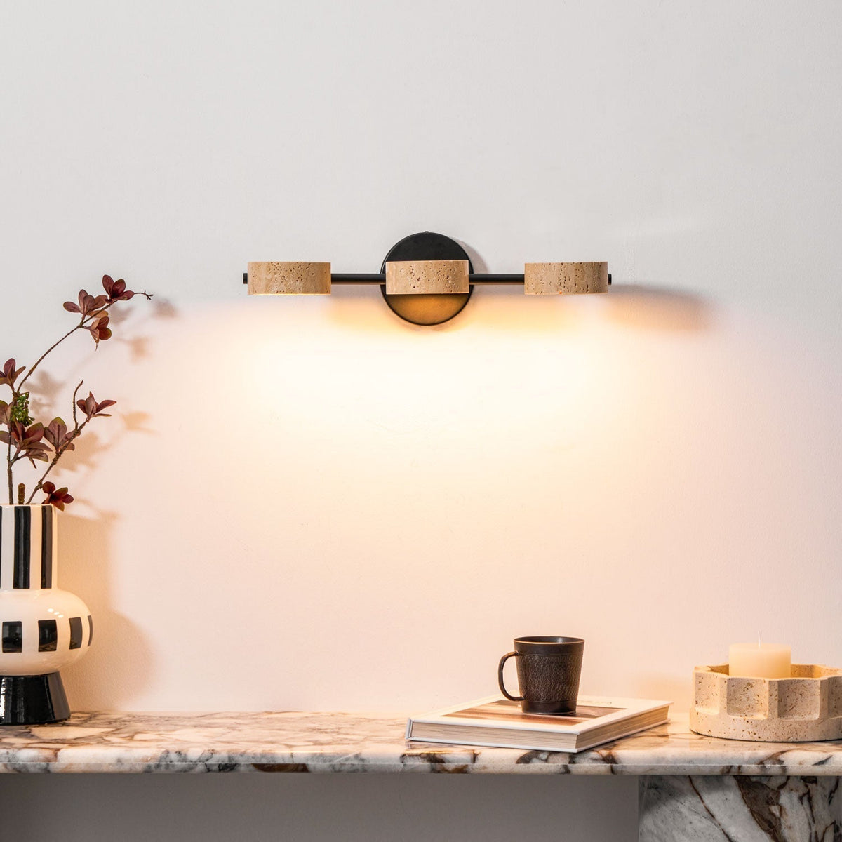 Ceshair Wall Light  Multi Head Travertine Vanity Light