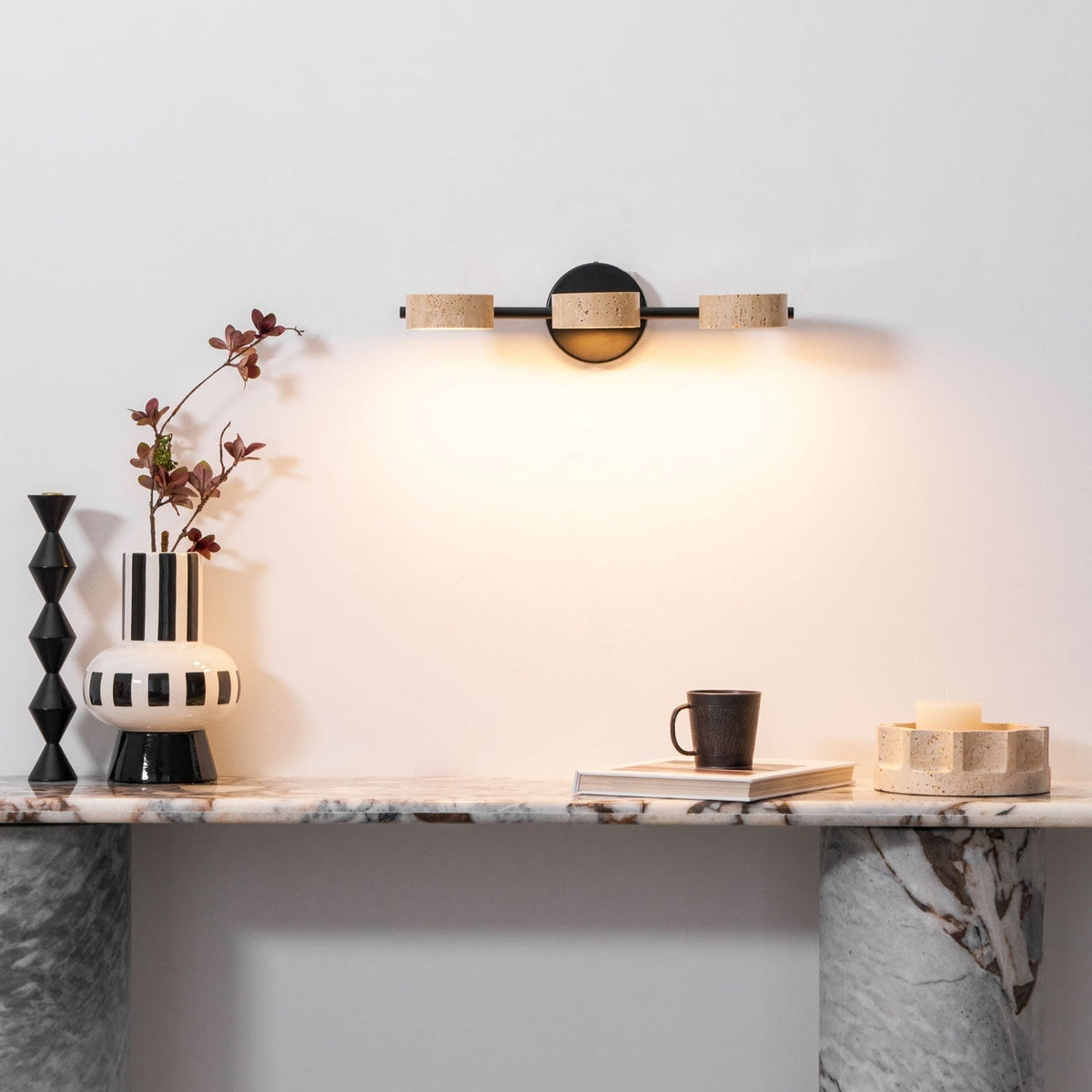 Ceshair Wall Light  Multi Head Travertine Vanity Light