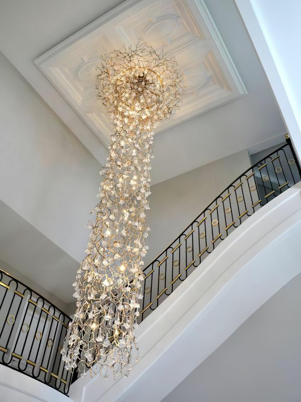 Abeleisa Tree Branch Staircase Brass Crystal Chandelier