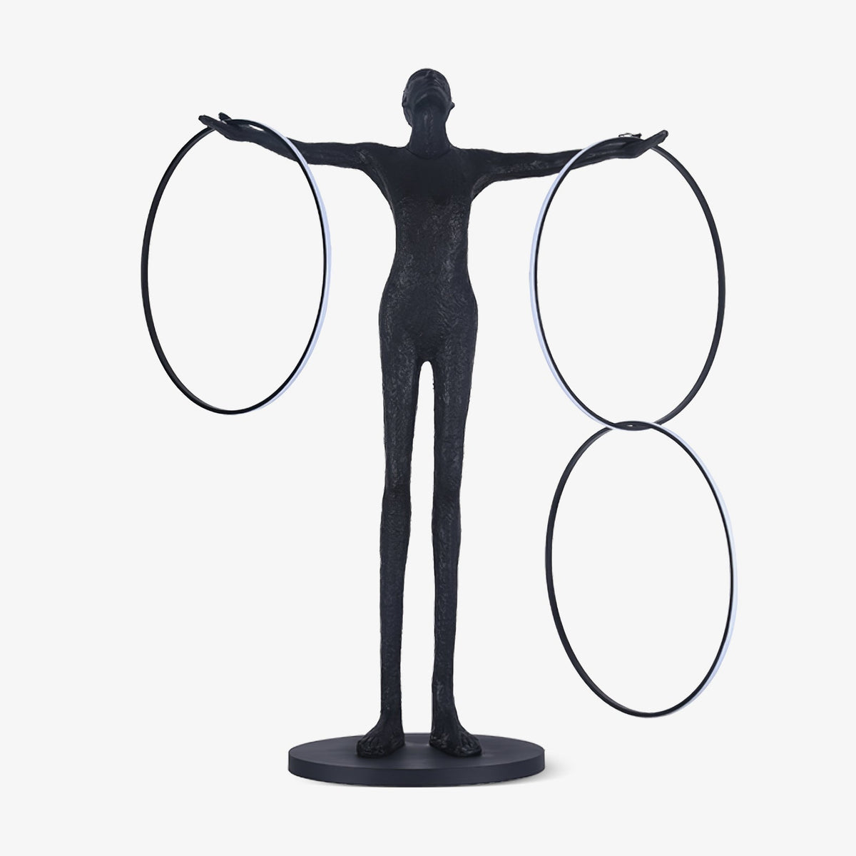 Eclipsa Dual-Ring Sculptural Black Floor Lamp