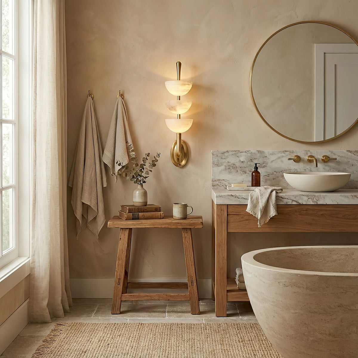 Pamio Triple Alabaster Indoor Wall Light
