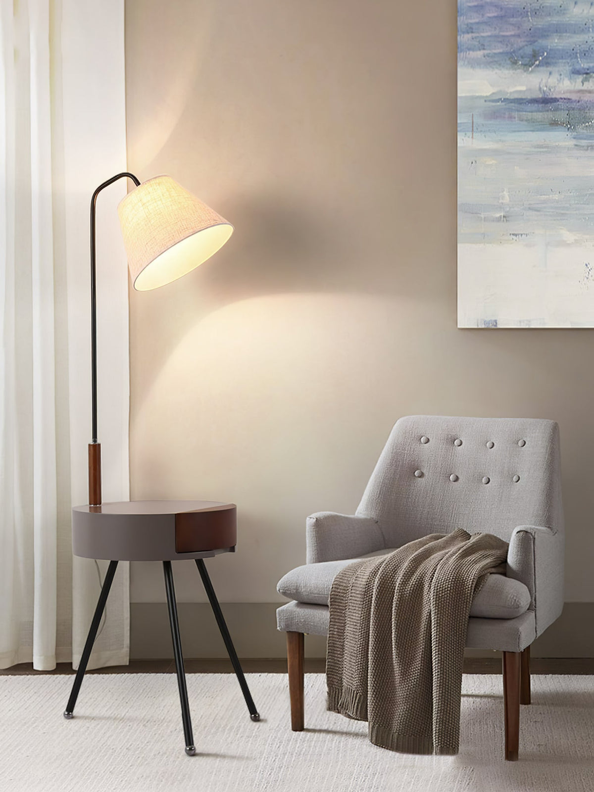 Lumo Tripod Fabric Floor Lamp