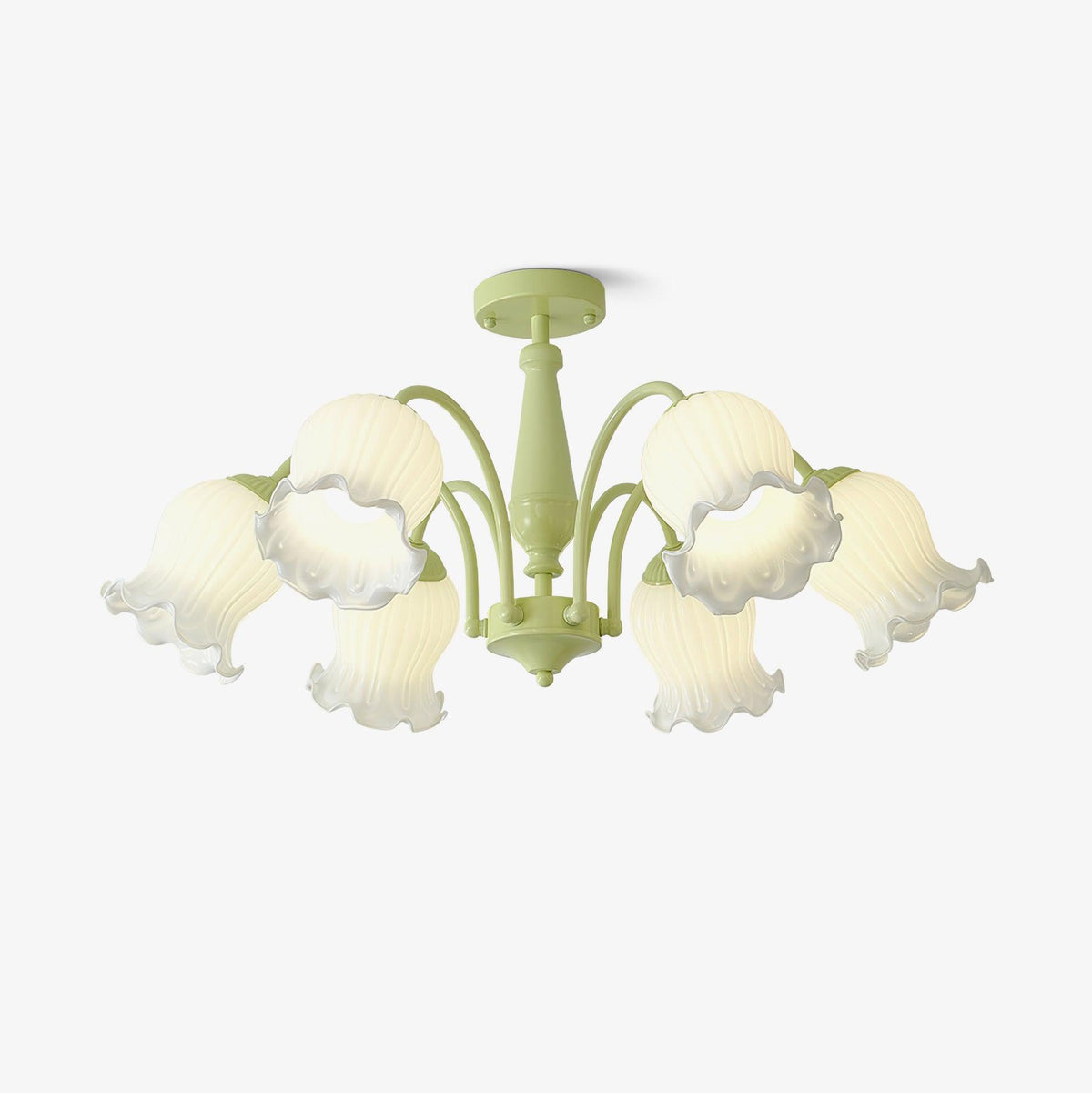 Ibis Trumpet Chandelier Floral Pastel Glass Petals