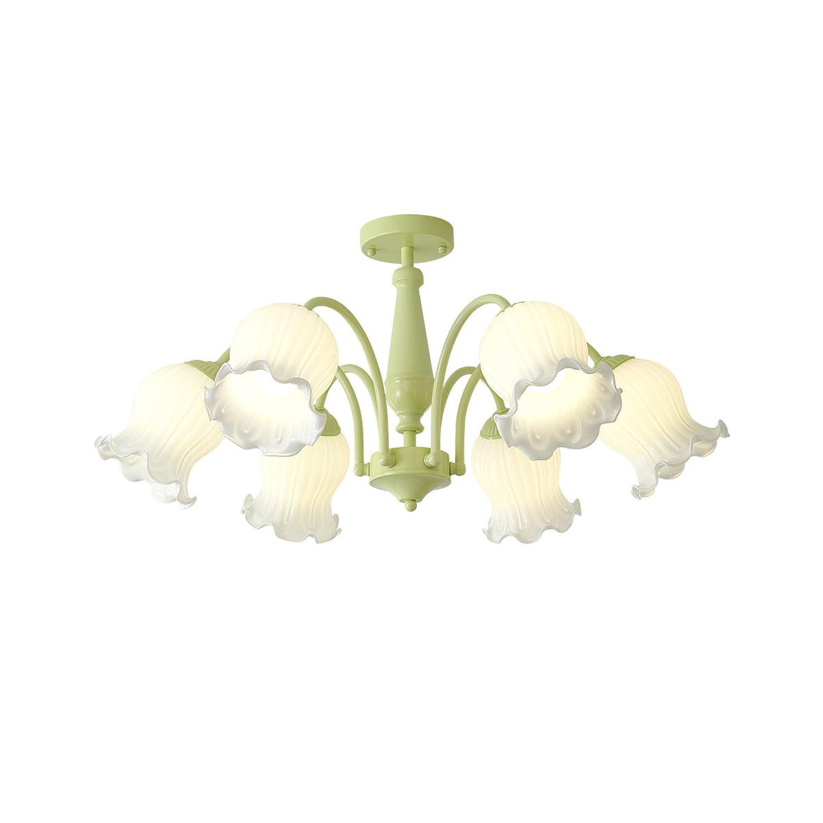 Ibis Trumpet Chandelier Floral Pastel Glass Petals