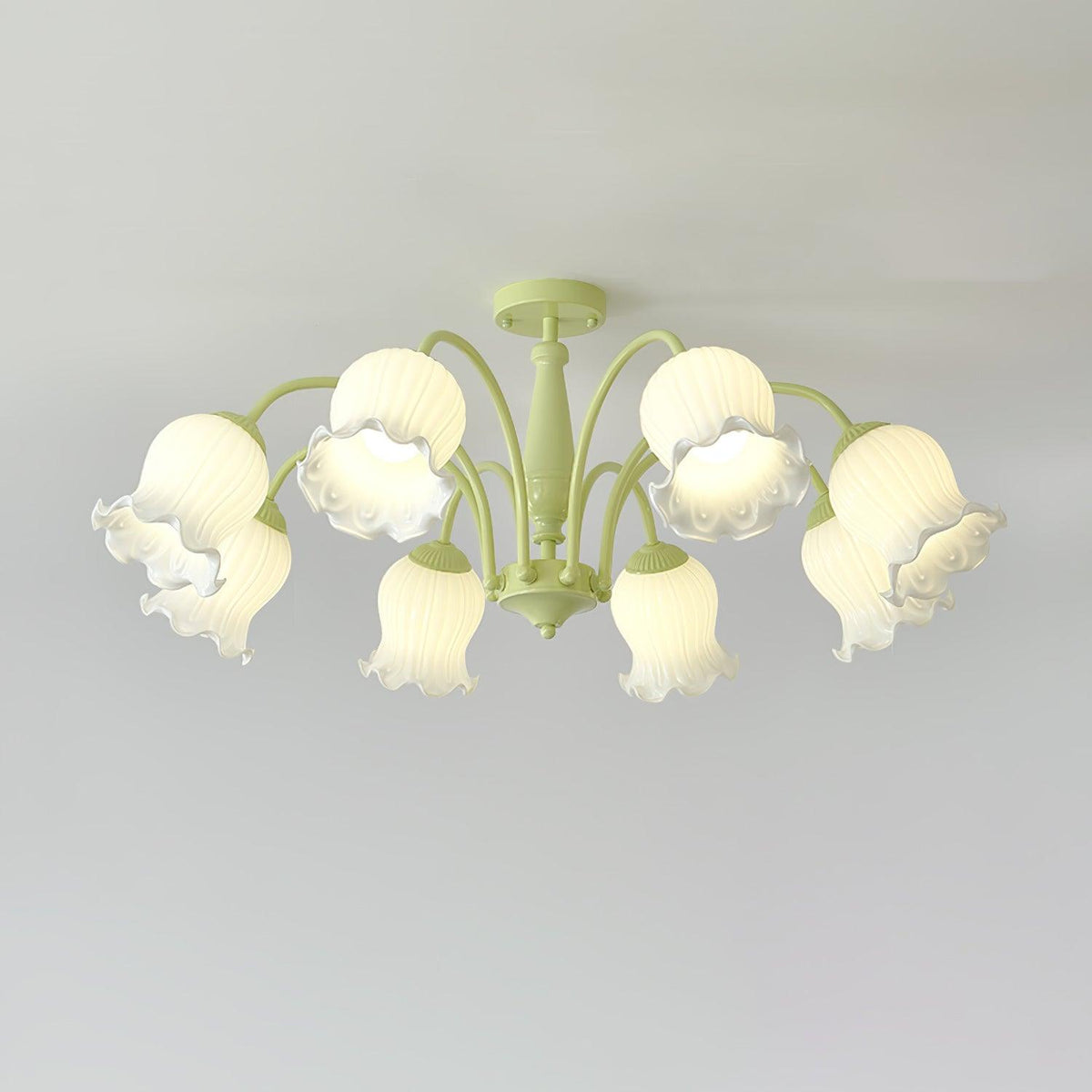 Ibis Trumpet Chandelier Floral Pastel Glass Petals
