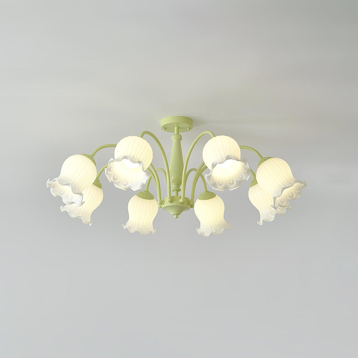 Ibis Trumpet Chandelier Floral Pastel Glass Petals