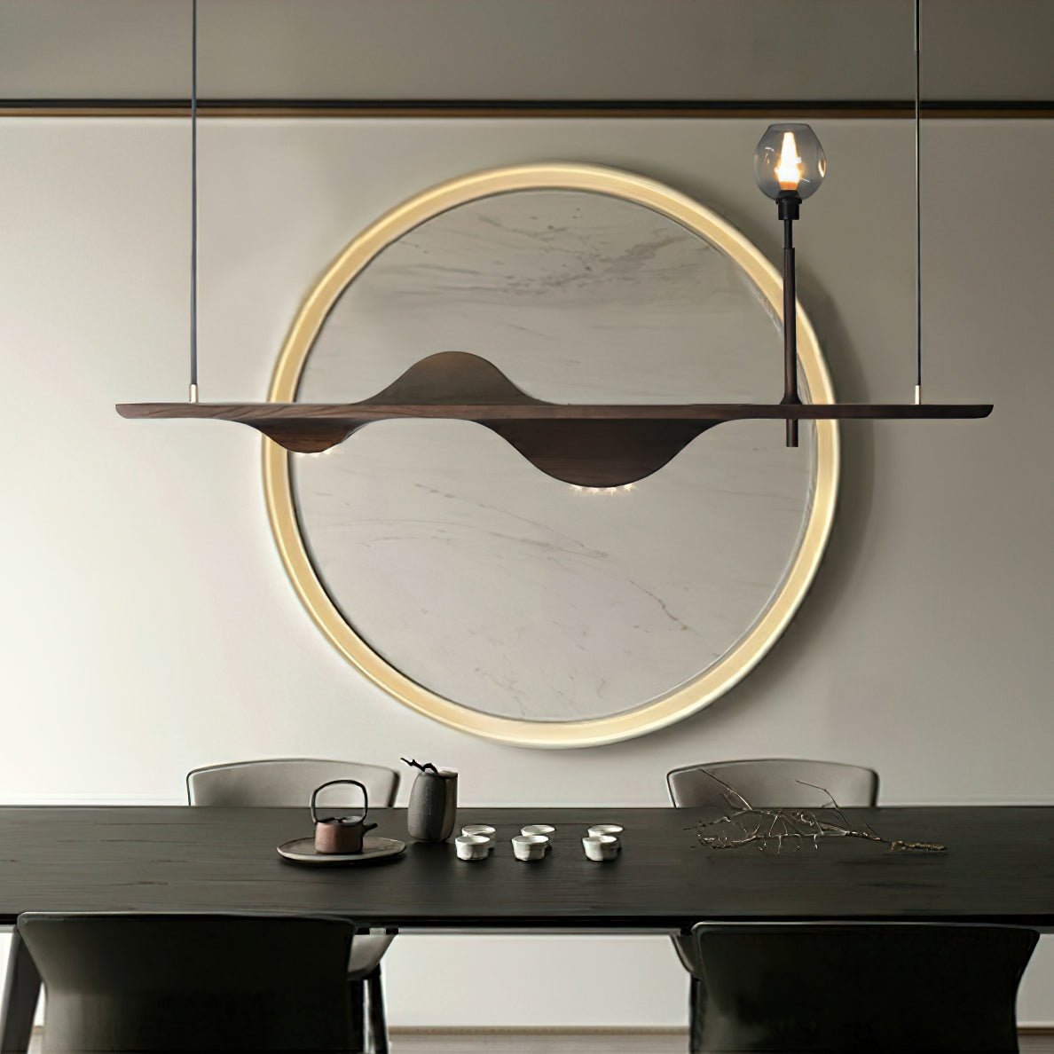 Cushais Wave Wood Pendant Light