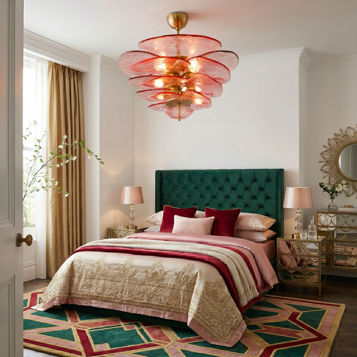 Giby Lotus Leaf Layered Glass Chandelier