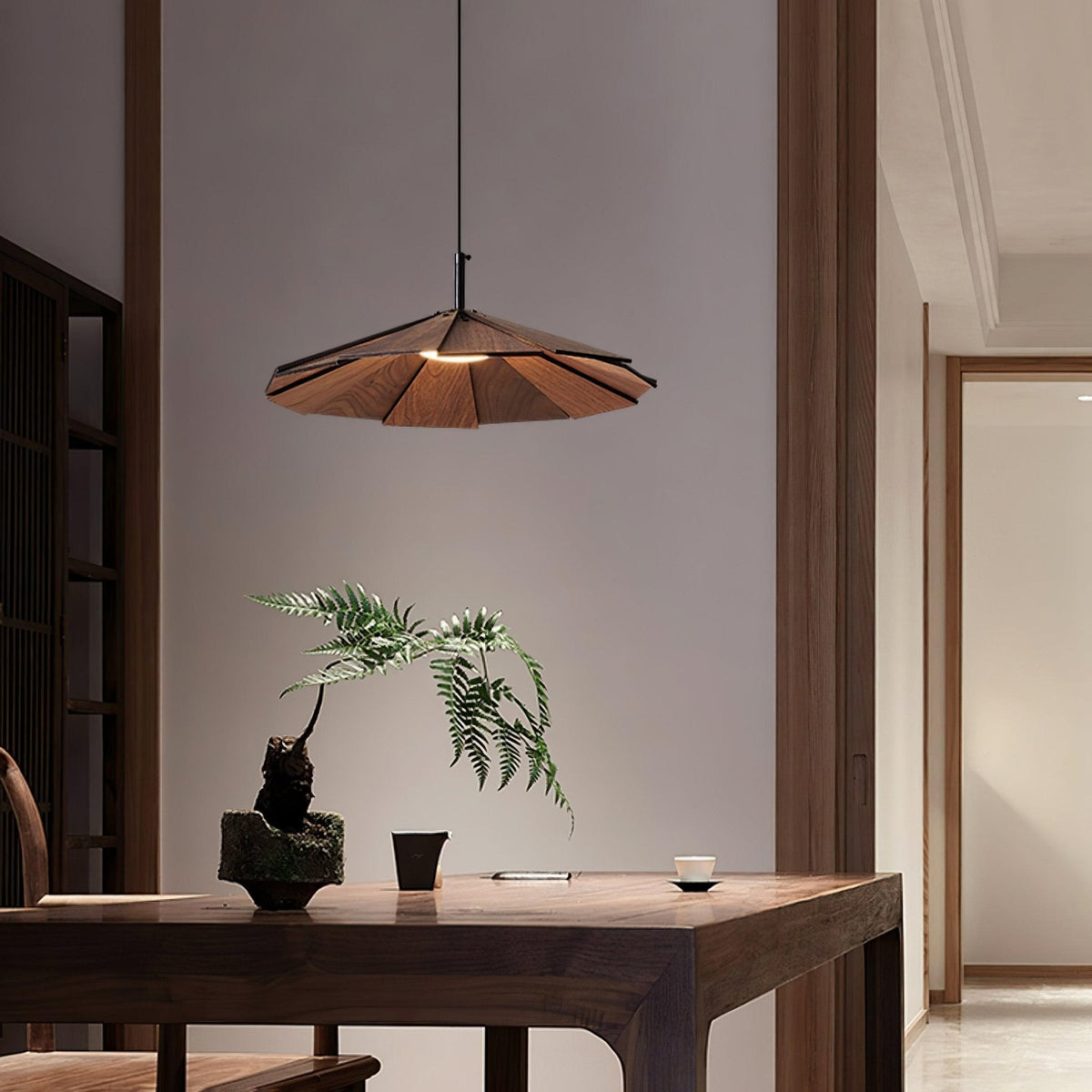Woodura Umbrella Wooden Pendant Light