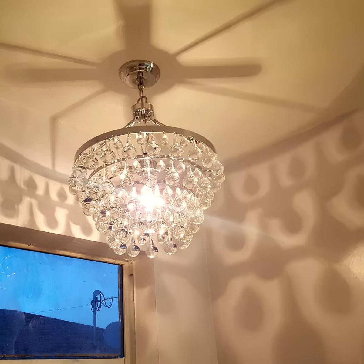 Avelis Postmodern Luxury Unique Tiered Crystal Chandelier