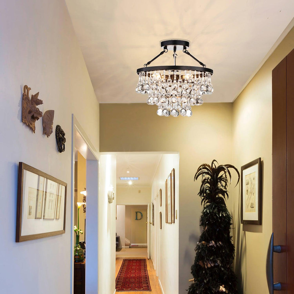 Avelis Postmodern Luxury Unique Tiered Crystal Chandelier