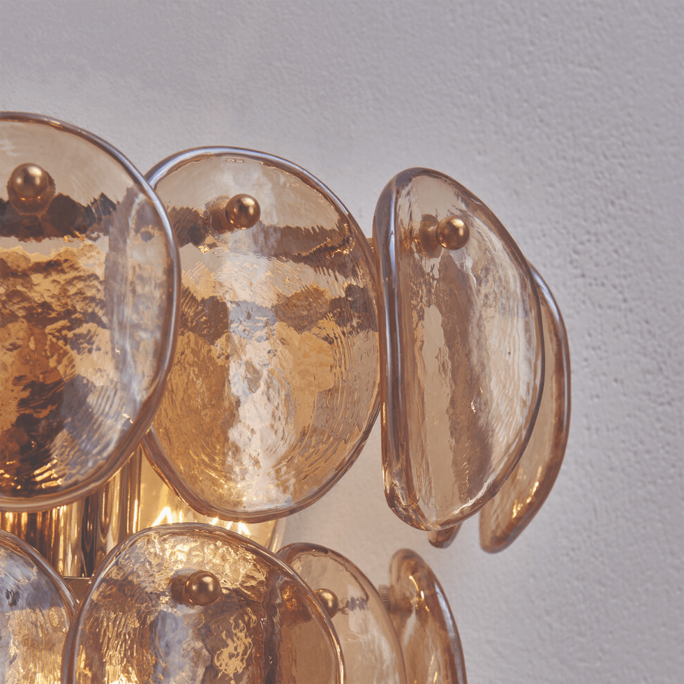 Velearia Wall Lamp Amber Glass Disc Fish Scale Brass