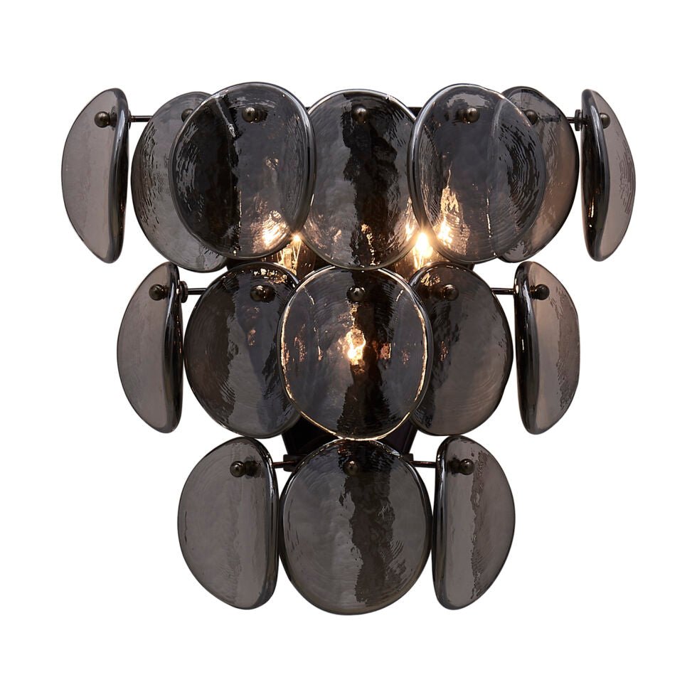 Velearia Wall Lamp Amber Glass Disc Fish Scale Brass