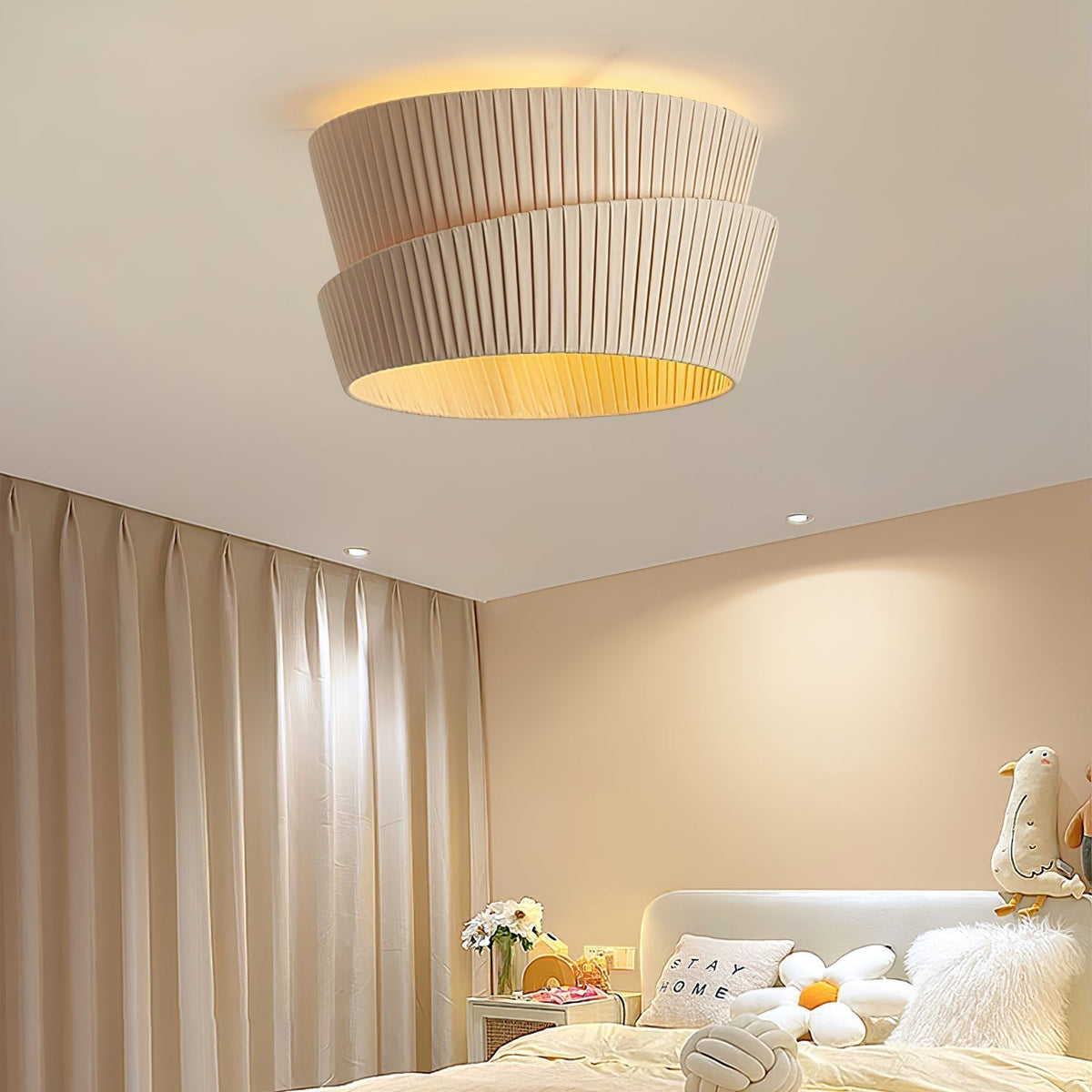 Xlenis Natural Unique Twist Fabric Ceiling Lamp