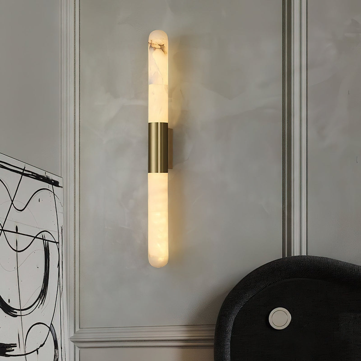 Eireaya Line Alabaster Tube Wall Sconce