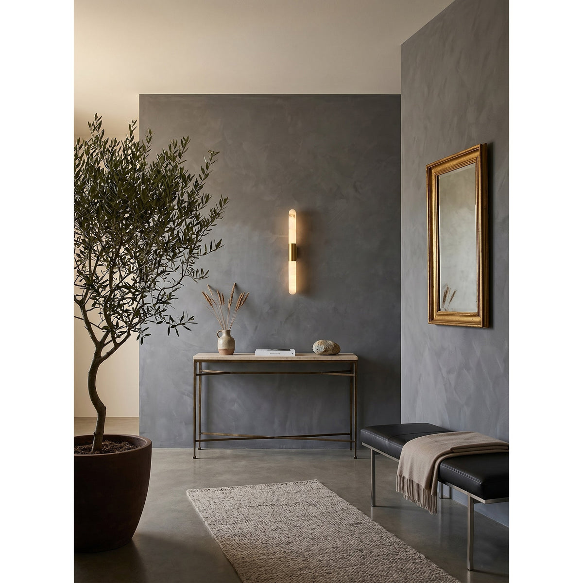 Eireaya Line Alabaster Tube Wall Sconce