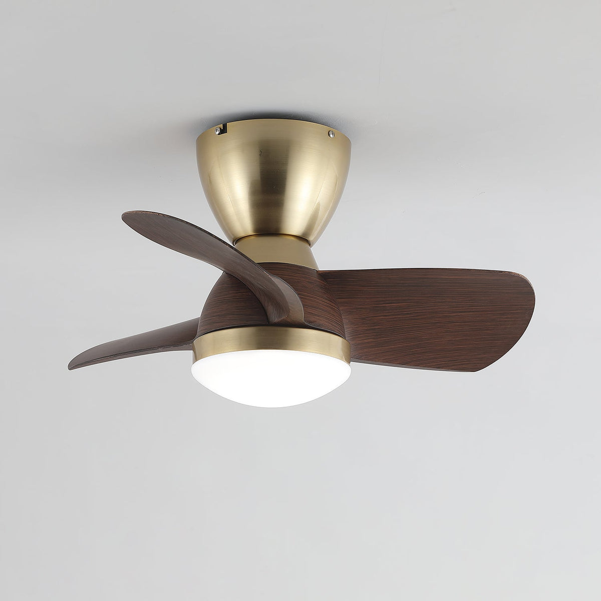 Aldiian Minimalist Brass Wood Ceiling Fan Light