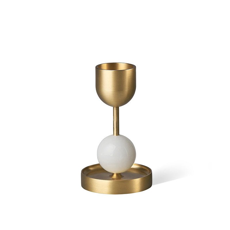 Fuldo Verdant Sphere Candle Holder Brushed Brass Accent Mid-century Interior
