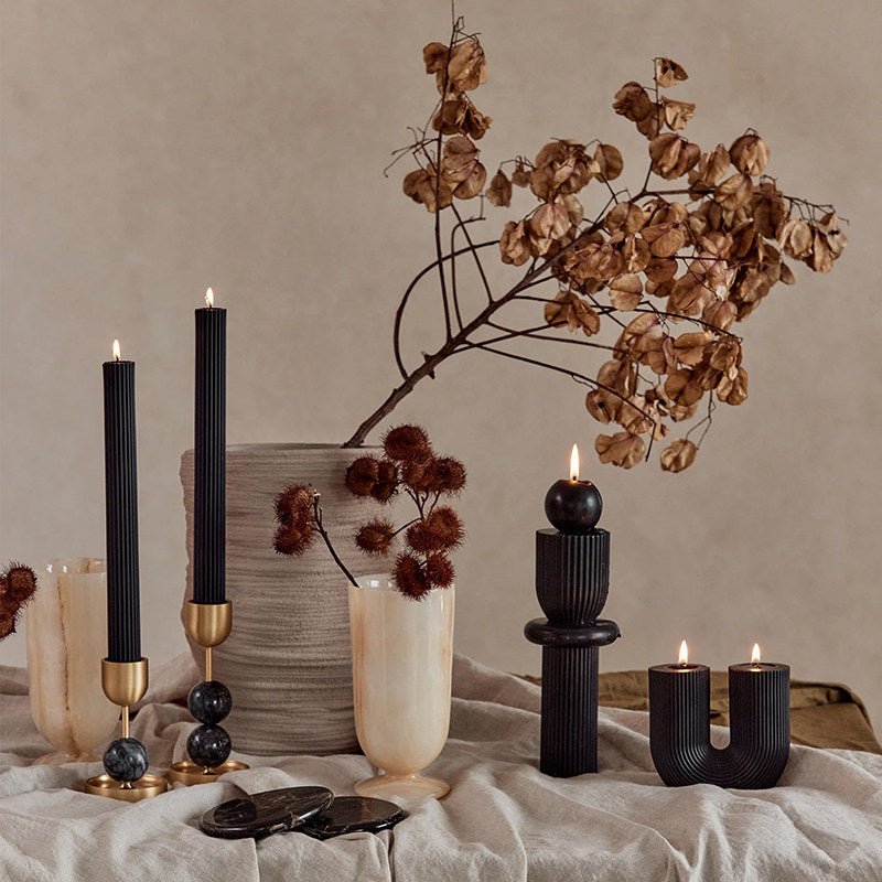 Fuldo Verdant Sphere Candle Holder Brushed Brass Accent Mid-century Interior
