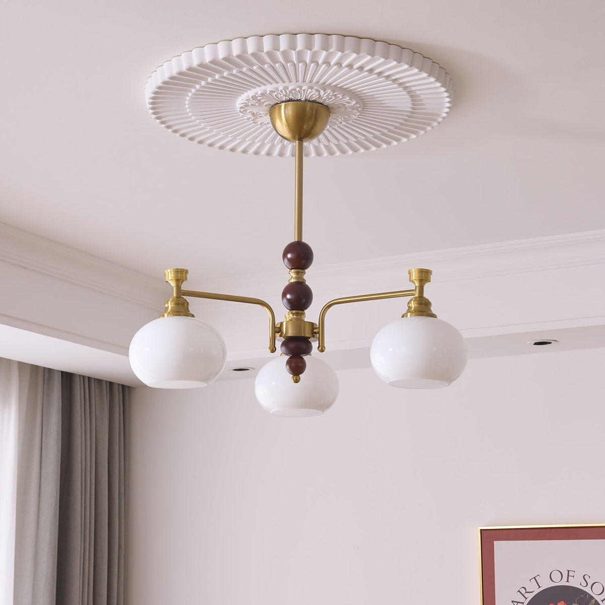 Aursolos Traditional Elegance Wood Glass Chandelier