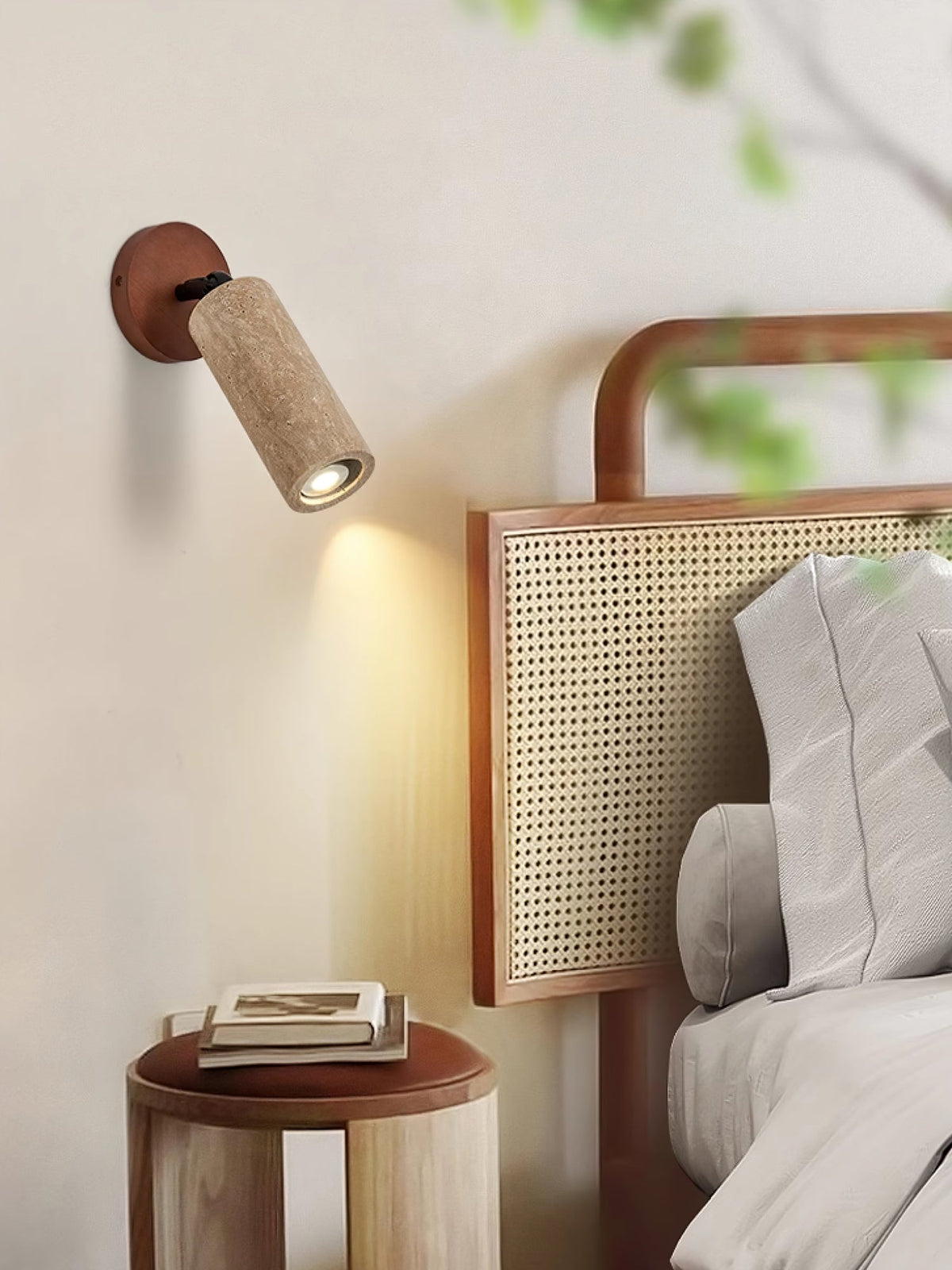 Cesilyra Cylindrical-Tube Travertine Wall Light