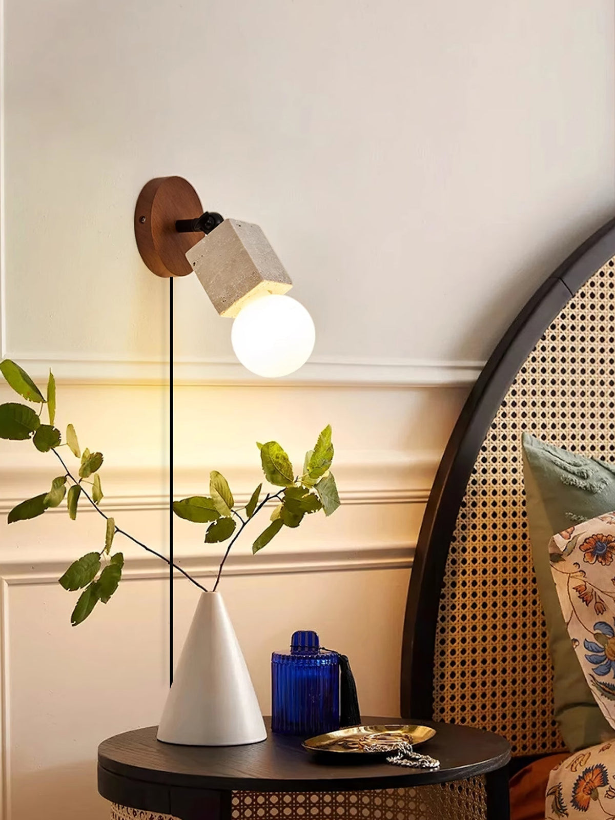 Cesilyra Swivel Cylinder Travertine Wall Light