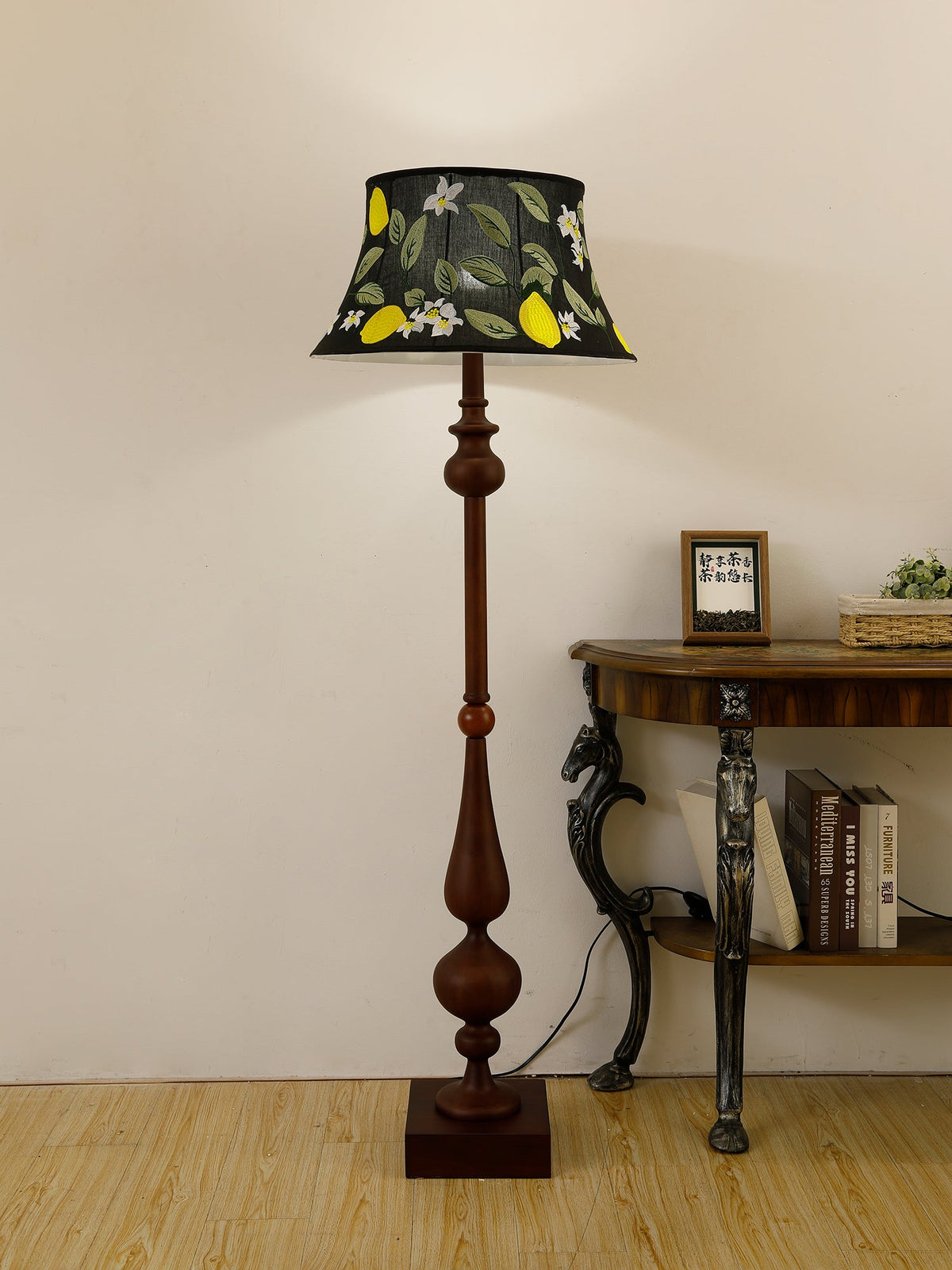 Floren Wood Fabric Classic Floor Lamp