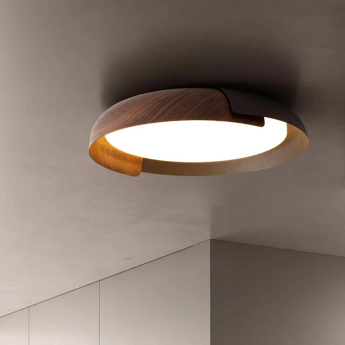 Nomino Ceiling Lamp Round Acrylic Wood Soft Minimalist