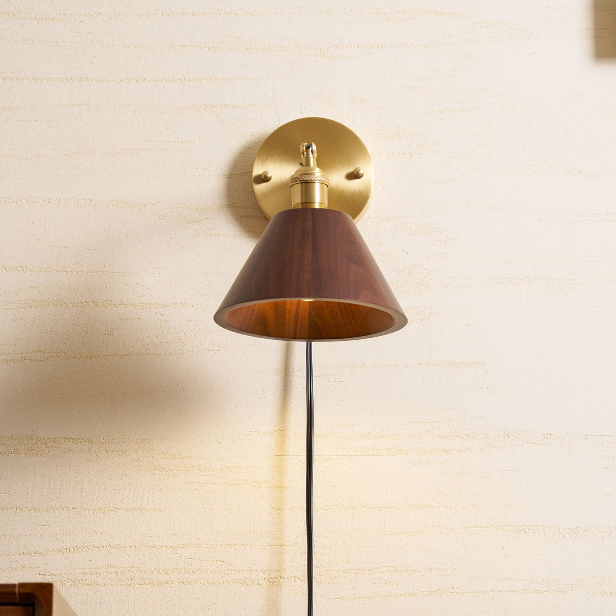 Hesia Wood Plug In Indoor Wall Light