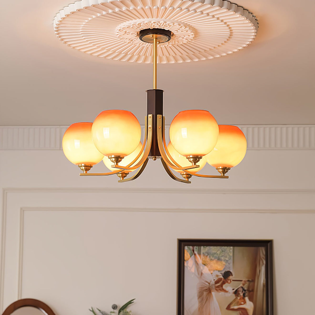 Caliriel Chandelier Vintage Caramel Globe
