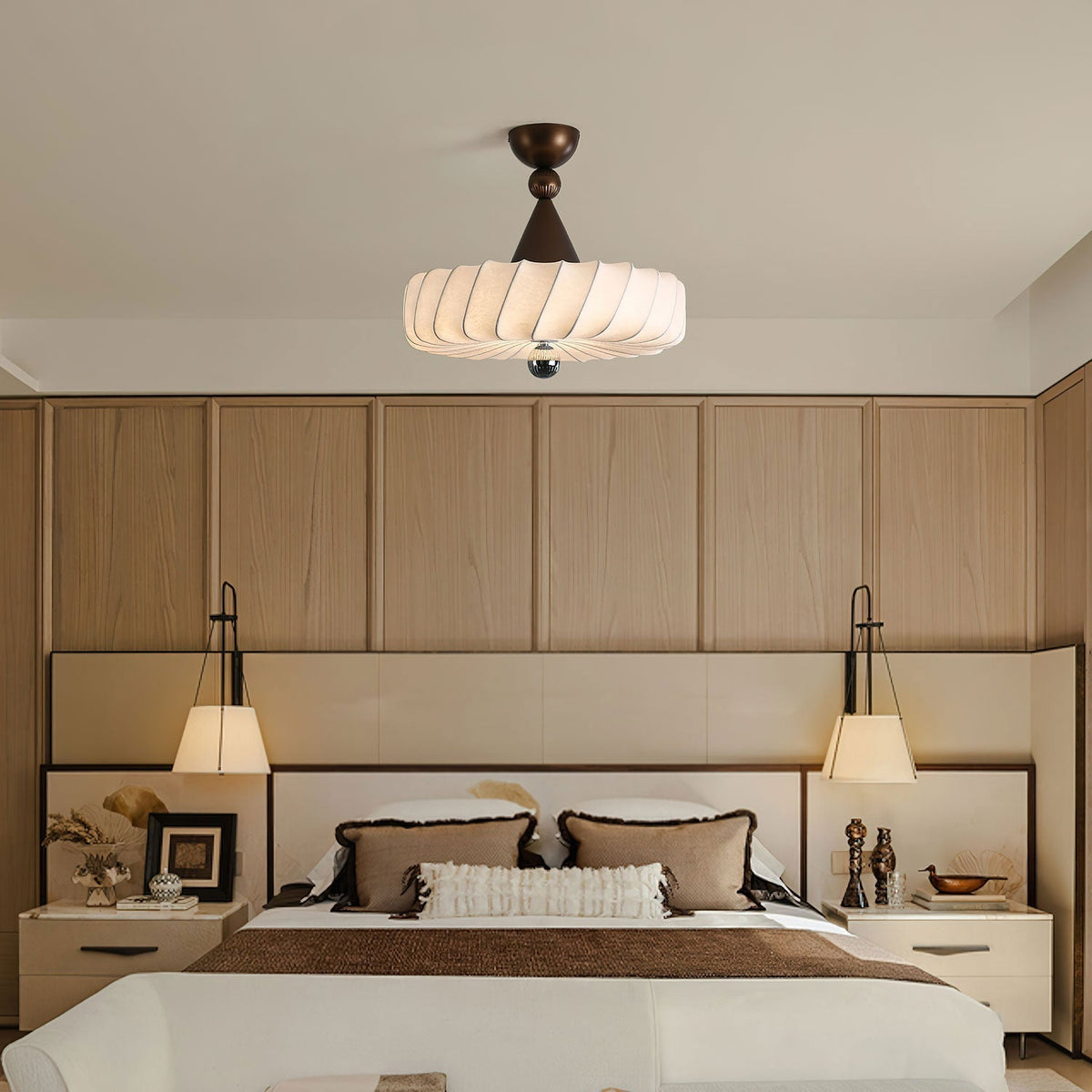 Zelore Swirl Fabric Bronze Pendant Light