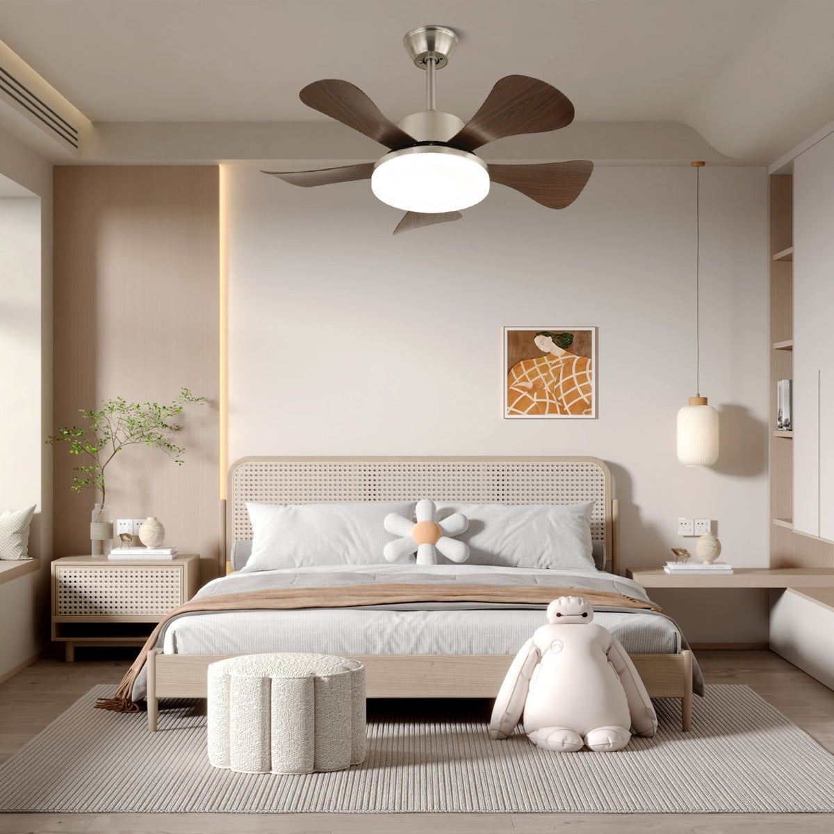 Aldeelle Modern Wood Ceiling Fan Light