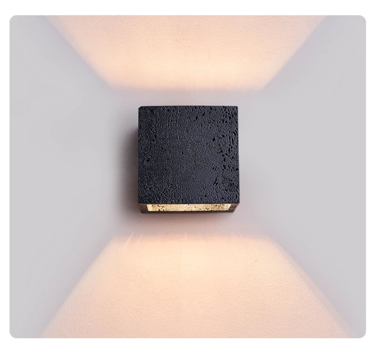 Valeise Cube Black Travertine Wall Lamp