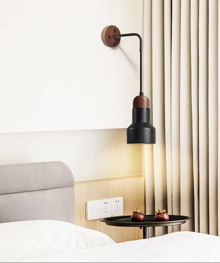 Alcarion Vintage Black Travertine Rope Wall Lamp