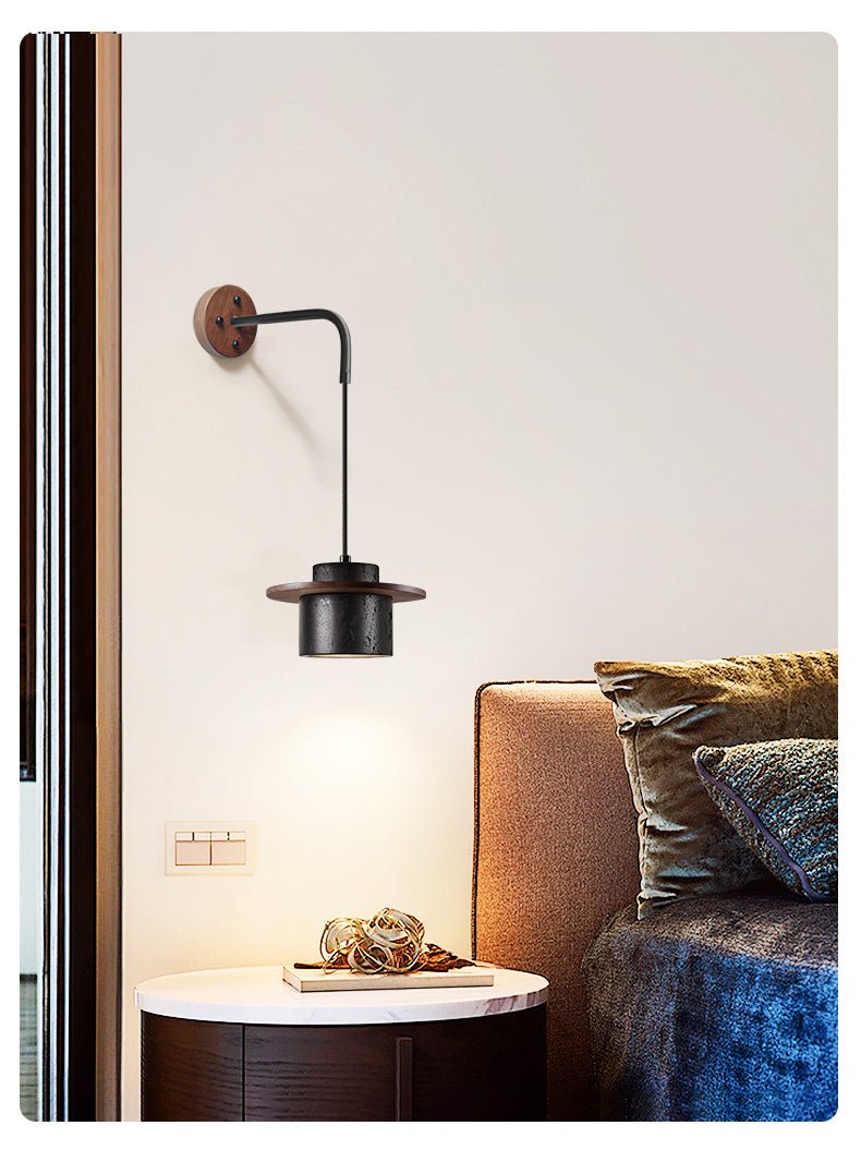 Halyn Modern Black Travertine Wall Light