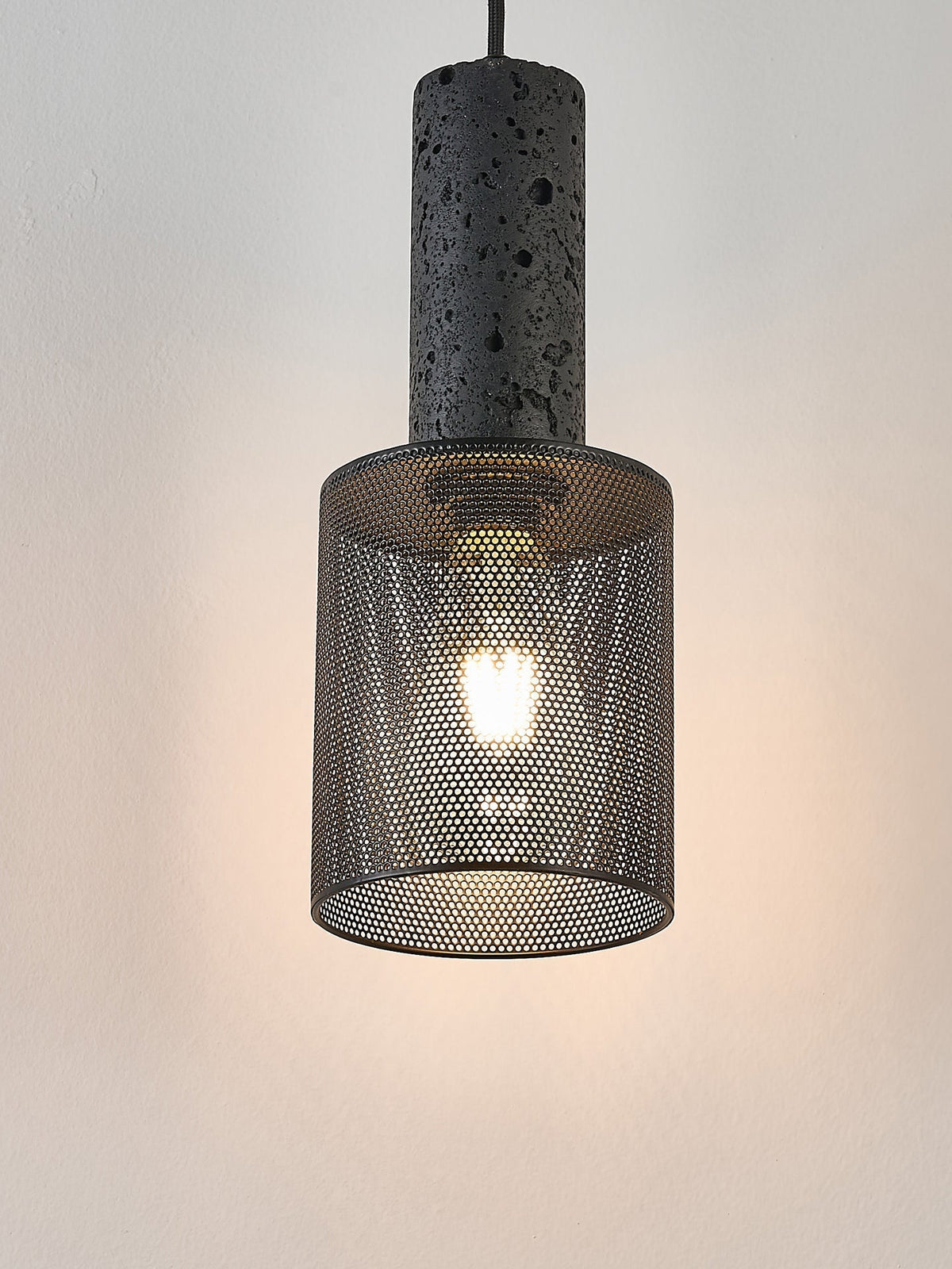Mona Black Travertine Metal Mesh Pendant Lamp