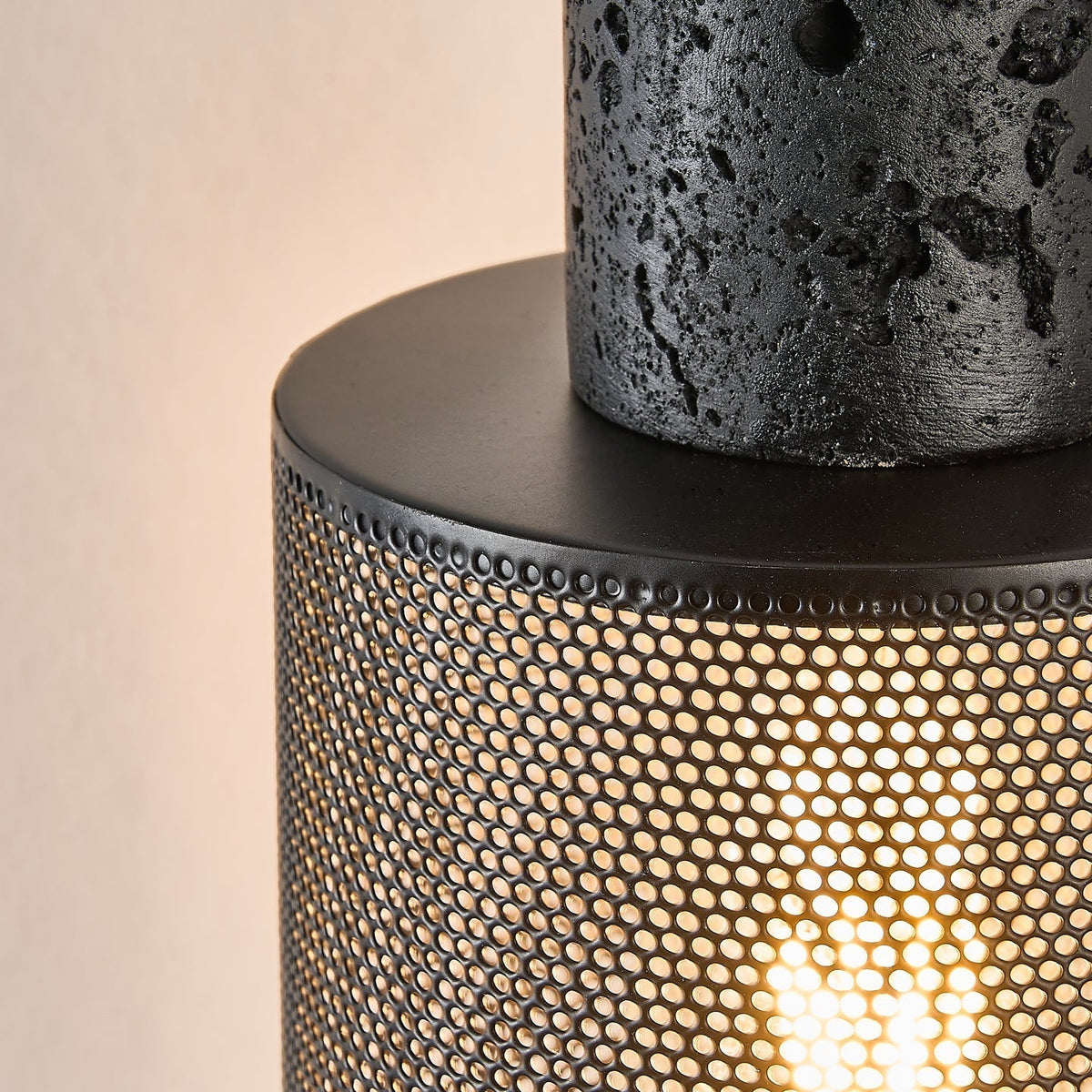 Mona Black Travertine Metal Mesh Pendant Lamp