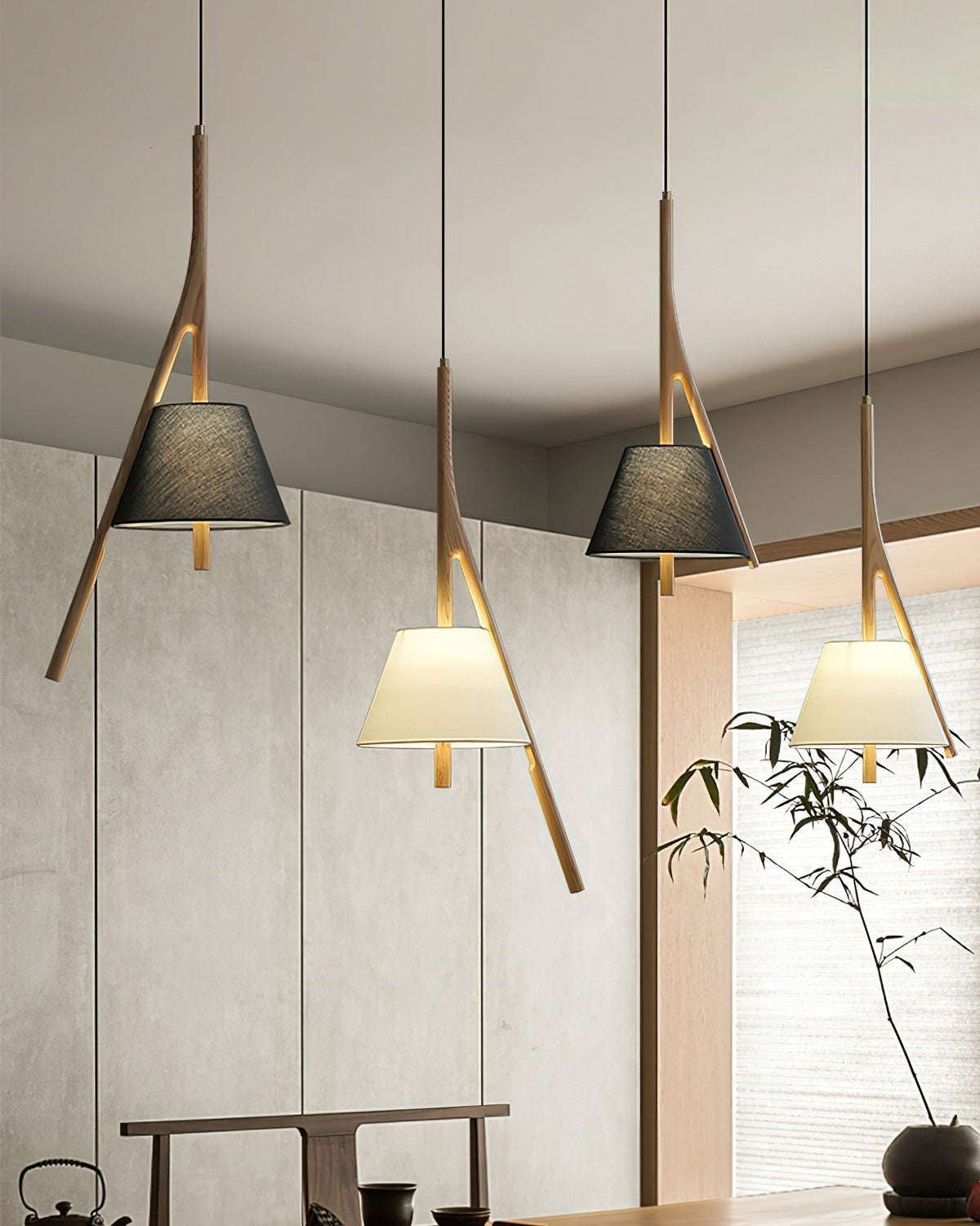 Zovenarae Triangular Wood Pendant Light
