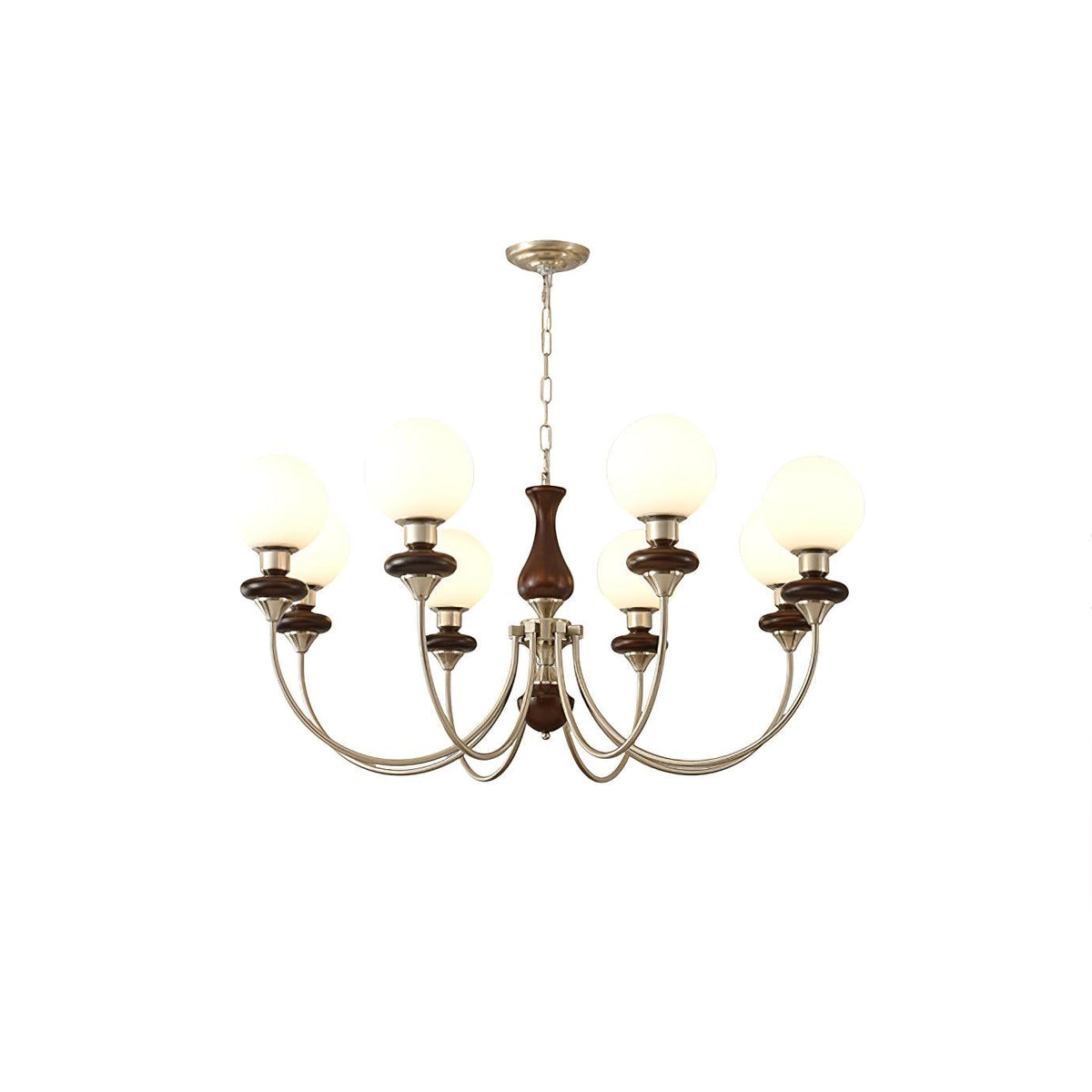 Rinoelle Chandelier Retro Brass Walnut Glass
