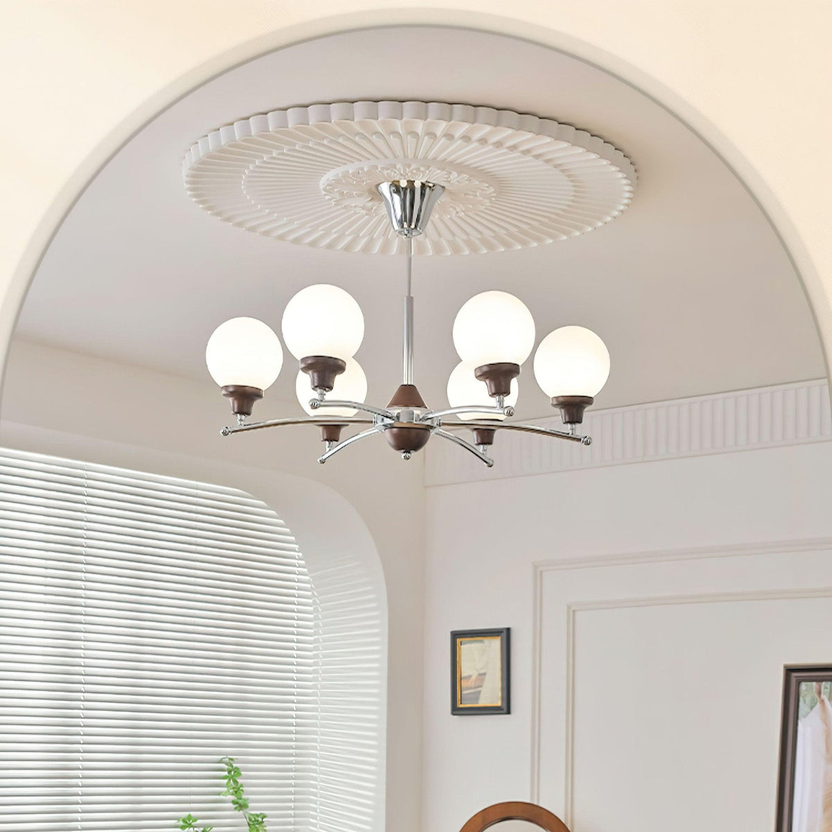 Elvanella Chandelier Walnut Glass Balls