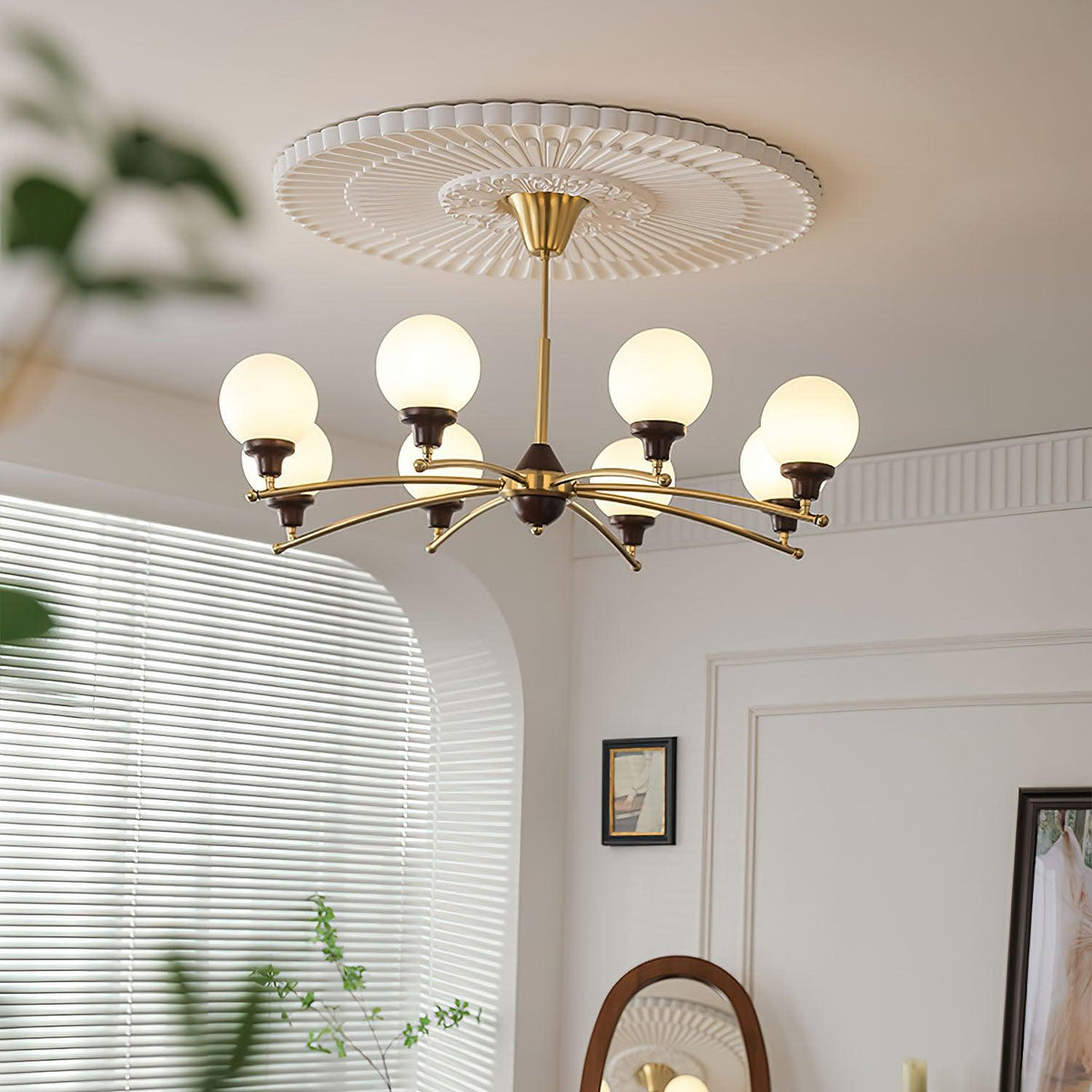 Elvanella Chandelier Walnut Glass Balls