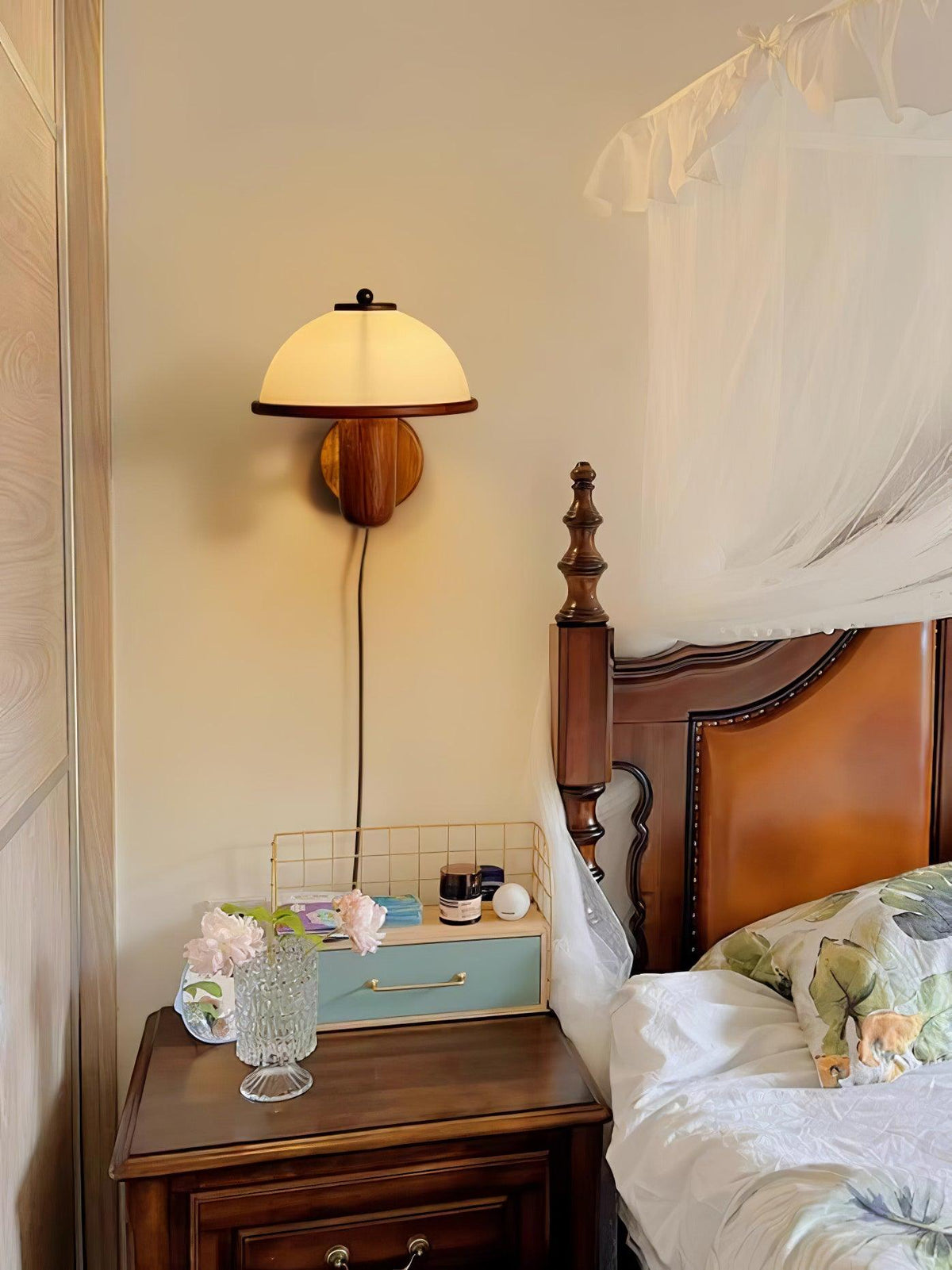 Rinerise Wall Lamp Mushroom Wood Oak
