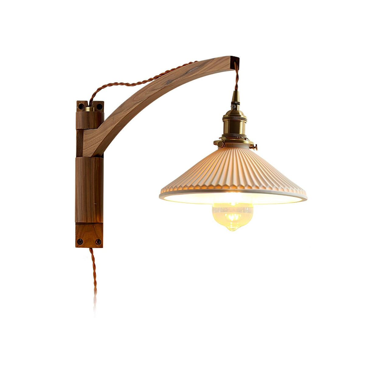 Esviel Nordic Art Swing Arm Walnut Ceramic Wall Light