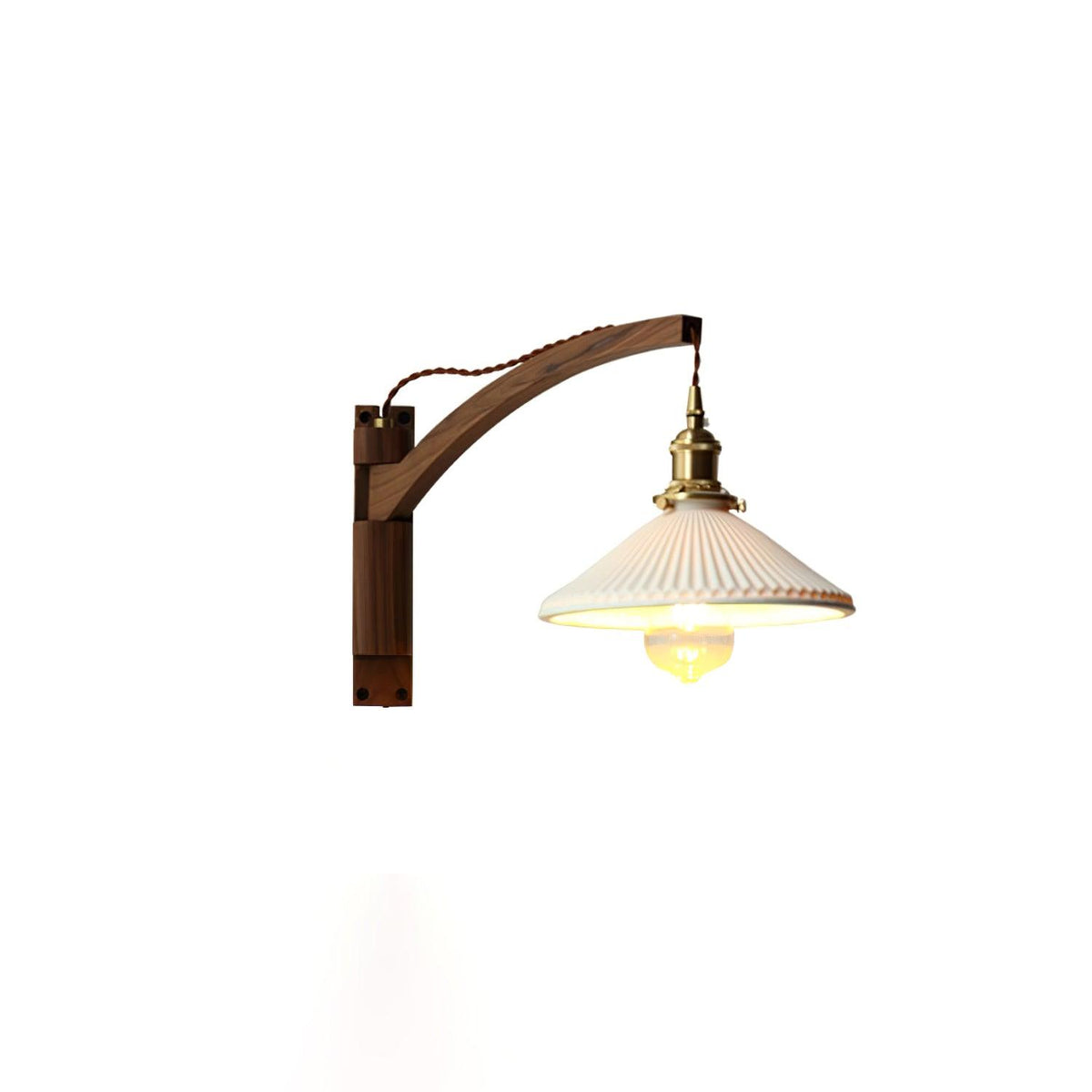 Esviel Nordic Art Swing Arm Walnut Ceramic Wall Light